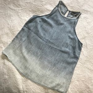 Michael Stars Linen Denim Tencel Halter Tank